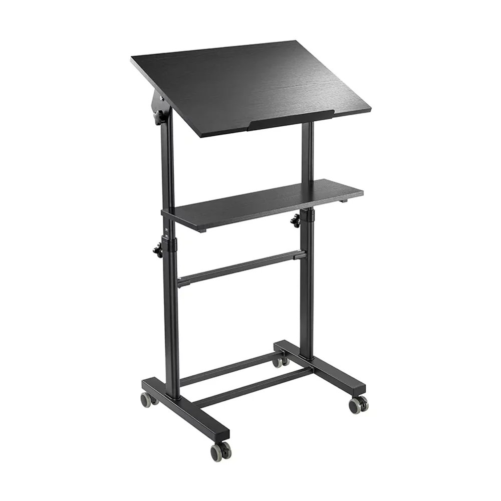 Height Adjustable Mobile Workstation With Tiltable Desktop Mount